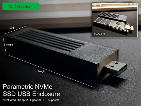 Parametric NVMe M.2 Drive USB Adapter Case
