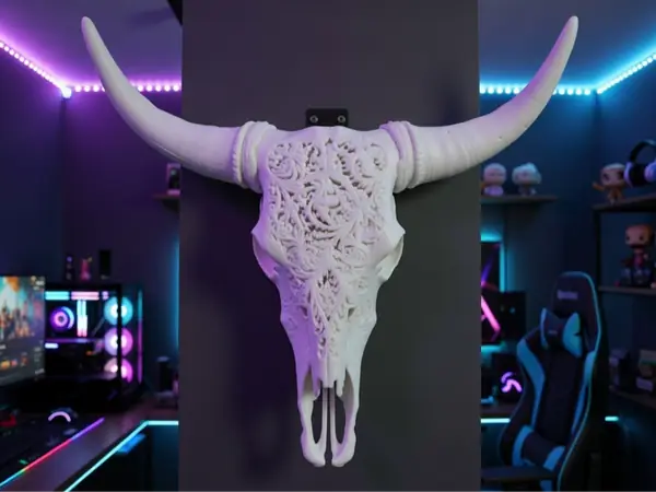 Amazing Steer/Bull Skull Wall Mount 1 Part Print 