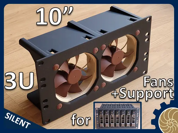 10 inch 3U: Rear Support + Fans for "7x 3.5" HDD"