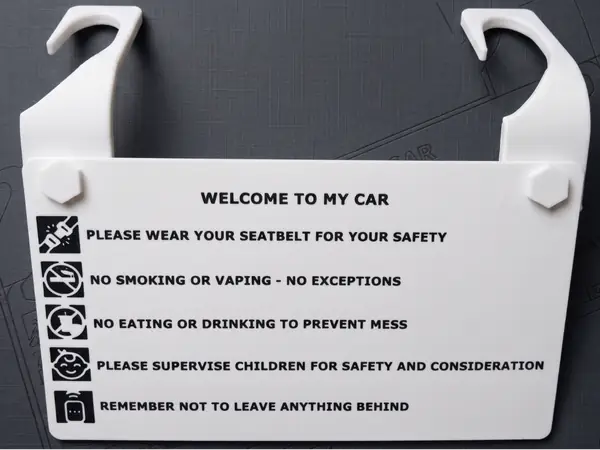 Taxi rules board / No food No drinks board