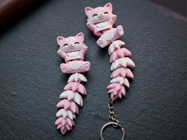 Fluffy Tail Cute Flexi Cat Toy / Keychain