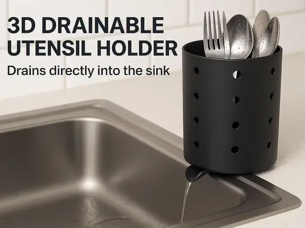 Utensil Drainer with Integrated Sink Spout