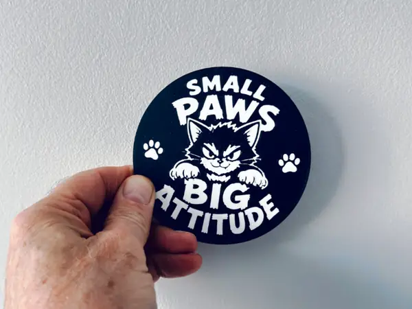 Small Paws Big Attitude Funny Cat Coaster