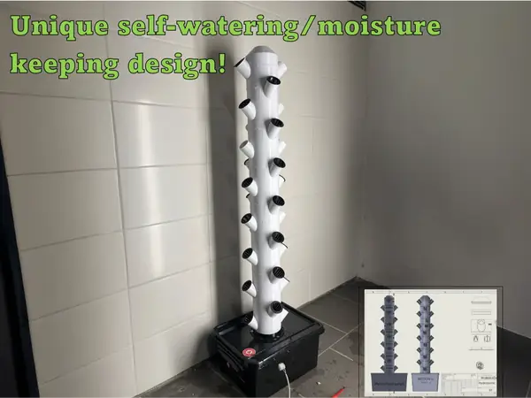 Hydroponic tower, unique humidification design