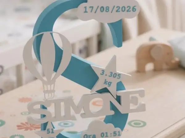 Simone lettera personalizzata Mongolfiera e Nuvole