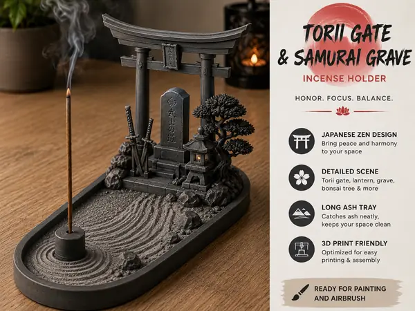 Torii Gate Samurai Grave Incense Holder