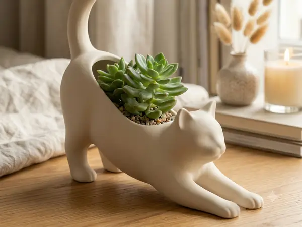 Stretching Cat Planter