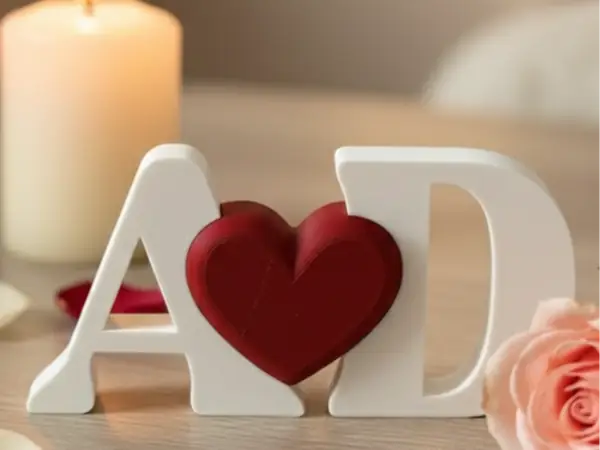 Romantic Decorative Interlocking Letters w/ Heart