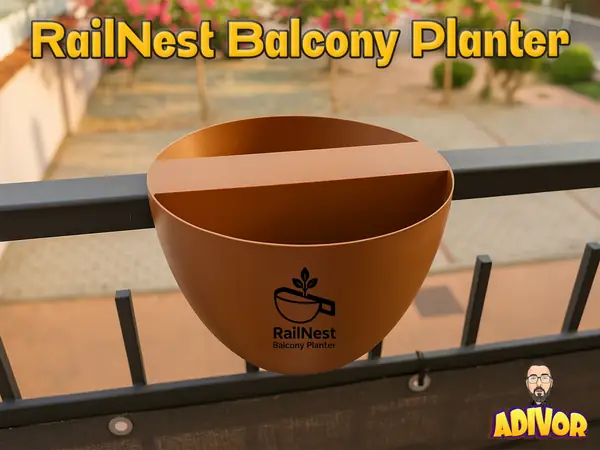 RailNest Balcony Planter Vase