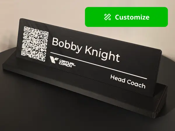 Customizable QR Code Name Plate (Stand or Wall)