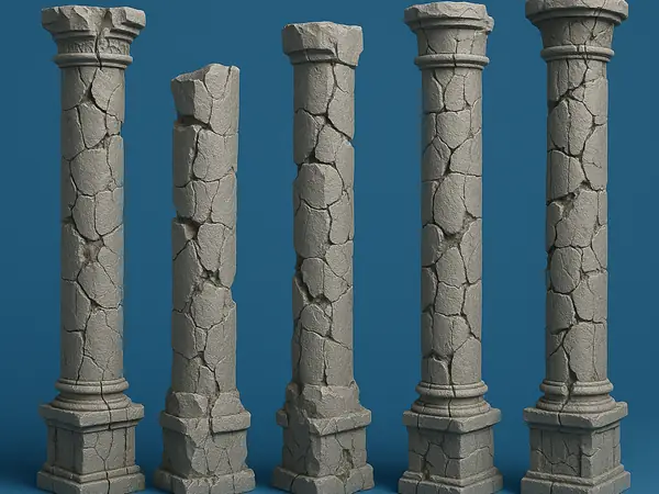 Ancient Ruined Stone Columns for DnD Terrain