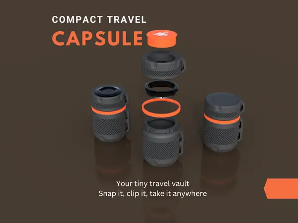 Travel Capsule: Compact EDC Container Pod