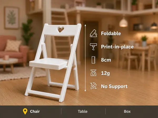 Miniature Folding Chair for Dollhouses