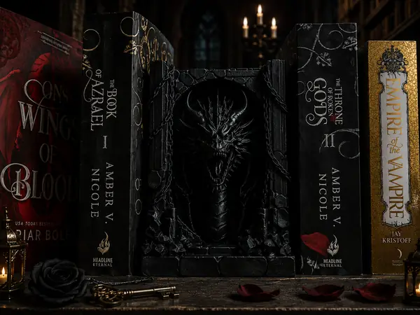 Dark Dragon Bookend – Gothic Dragon bookshelf
