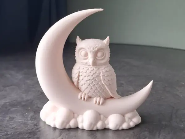 Cute Owl on Crescent Moon