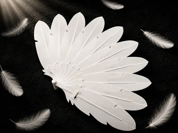Realistic Feather Folding Fan