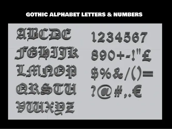 Gothic Alphabet Letters & Numbers