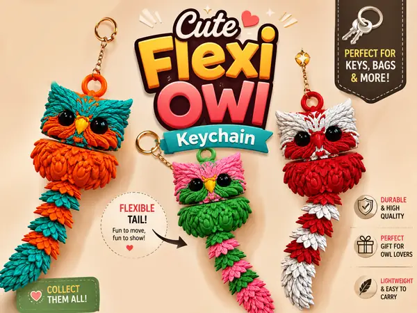 Cute Flexi Owl Keychain  | Articulated Owl 