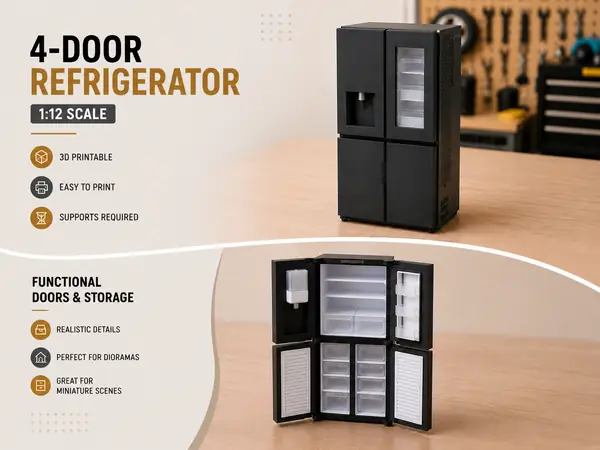 1:12 ǀ 4-Door Refrigerator with accessories