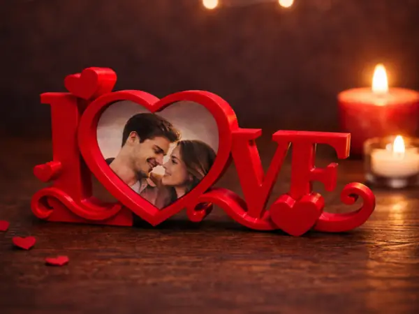 Heart-shaped LOVE fhoto frame 