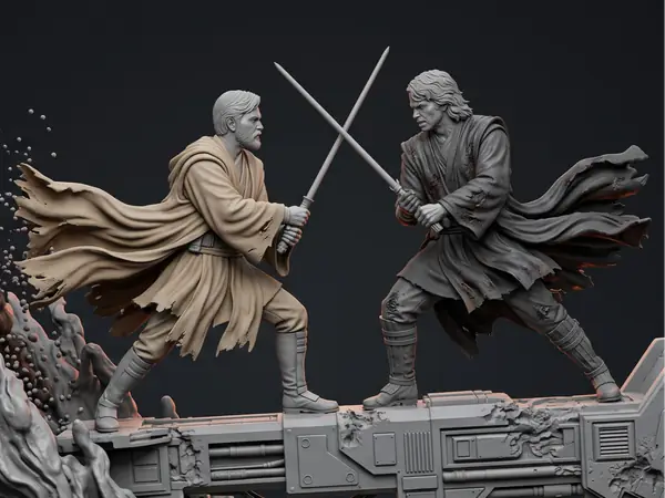 Obi-Wan vs Anakin Mustafar Duel Diorama