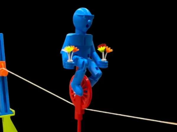 Animated Unicycle Rider on a Tightrope 