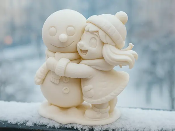Winterhug Maedchen & Schneemann