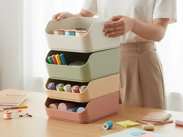 Stackable Minimal Storage Bins  3 Height Set