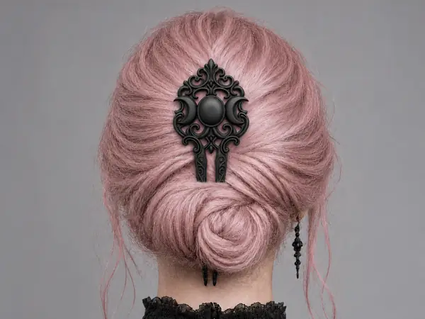 Goth Triple Moon Baroque Hairpin Hair Ornament