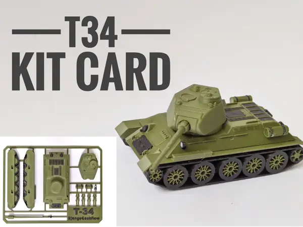 T-34-85 Tank Kit Card - High Detail 1:64 Scale