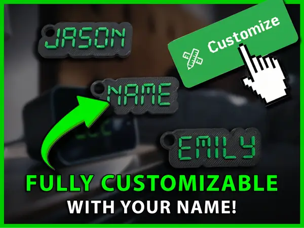 Digital Clock Font Fully Custom Keychain Generator
