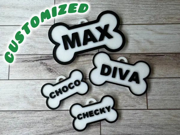 Dog Collar Bone Tag / Keychain Customizable
