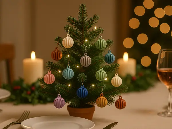 Mini Christmas Ornament Elegant Ribbed Design 