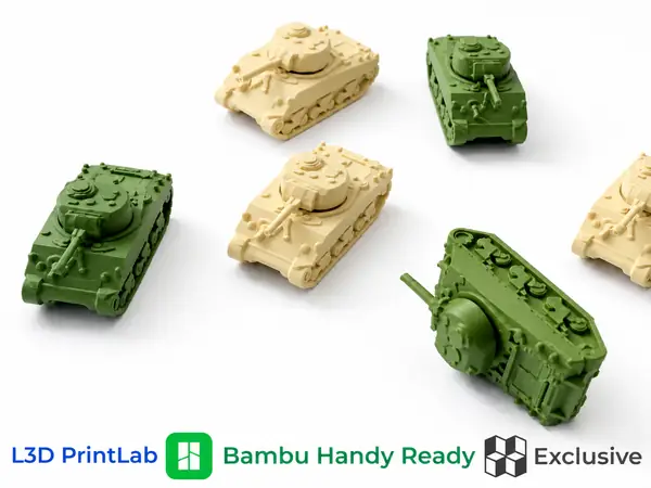 Mini M4 Sherman Tank 1/200 Scale By L3D PrintLab