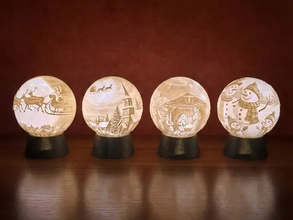 Christmas Lithophane Ball (90mm) - 4 Variants