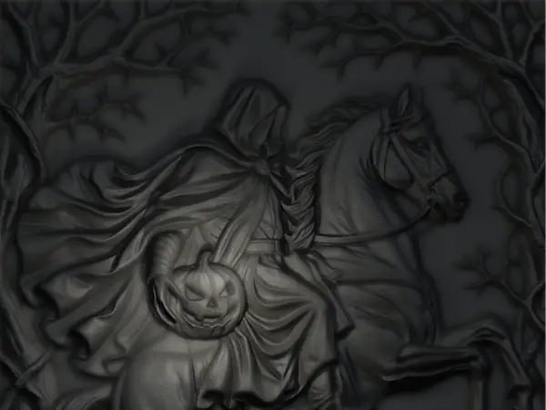 Headless Horseman Halloween Wall Relief Panel