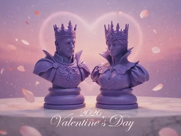 King & Queen Chess Busts Valentine's Day Edition