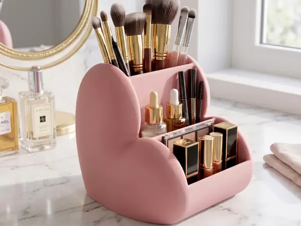 Lovely Heart-Shaped Makeup & Desk Organizer 