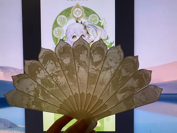 原神人物合集扇子 浮雕 折扇 游戏  流浪者 芙宁娜 纳西妲 胡桃 雷电将军 达达利亚 钟离