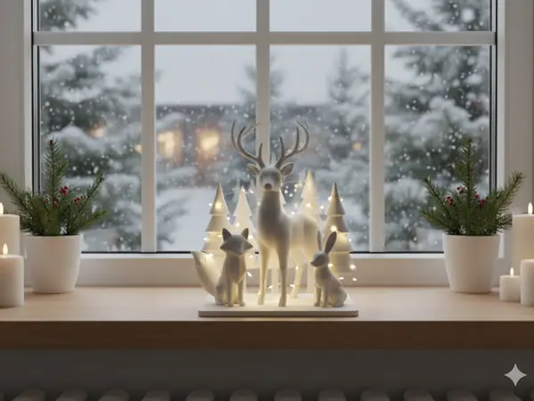 Christmas Reindeer Fox Rabbit Forest