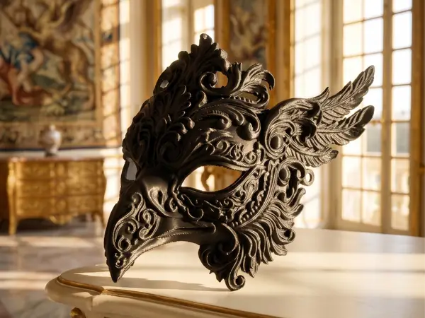 Baroque Griffin Mask - The Ebony Guardian Art