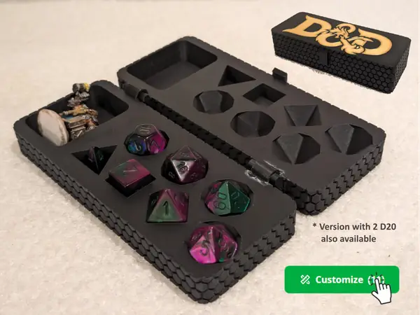 DnD Dice and miniature box - print in place - D&D