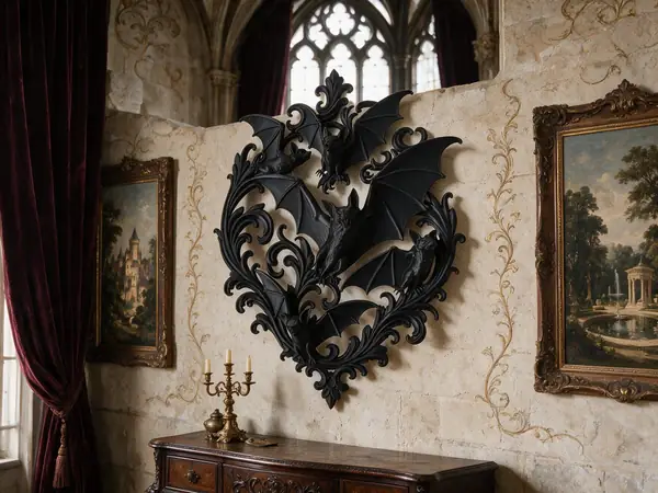 Gothic Bat Wall Crest