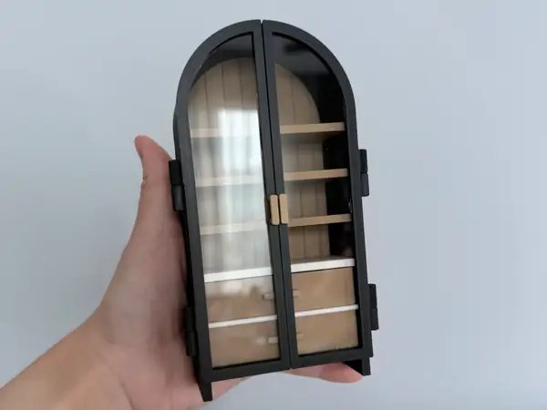 Miniature Arch Door Display Cabinet – 1:12 Scale