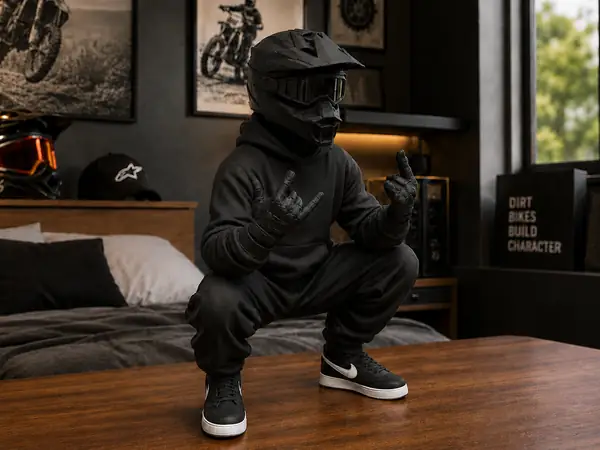 crouching motocross rider