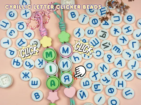 Cyrillic Letter Clicker Beads