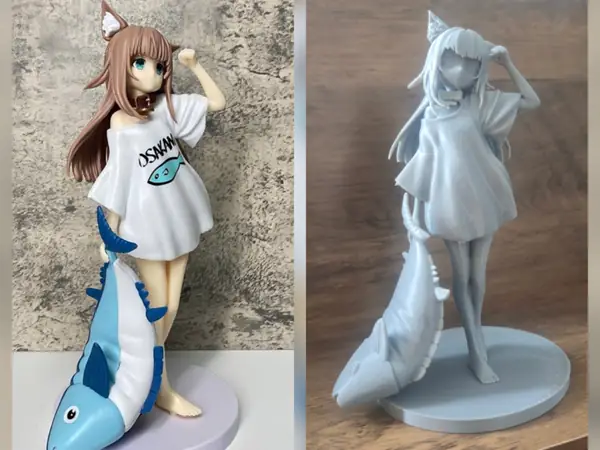 Gorgeous anime girl with fish 