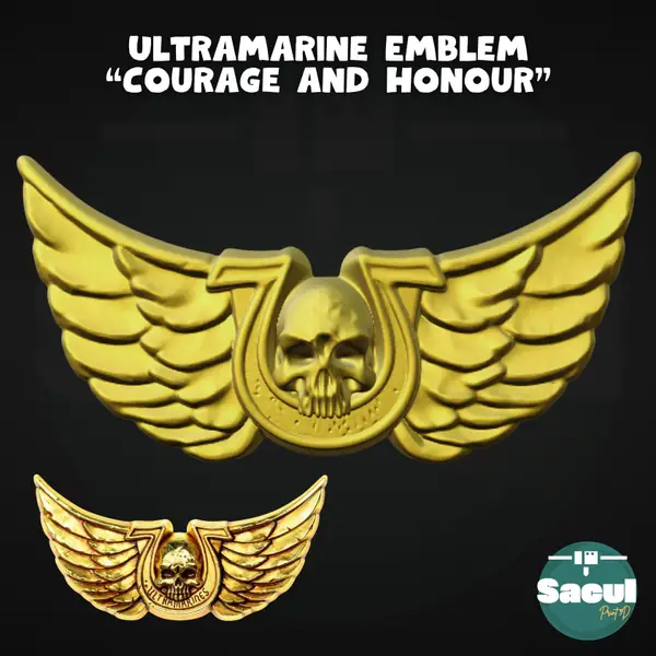Ultramarine Emblem "Courage and Honour" - STL Pin for 3D Printing