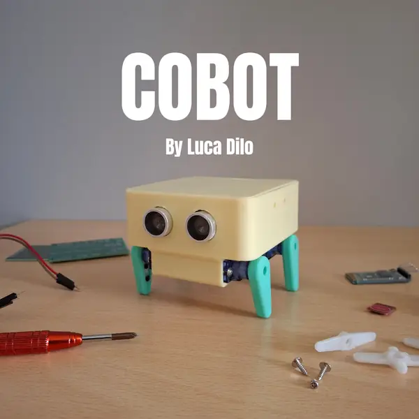 COBOT: Four servo legs and distance sensor robot