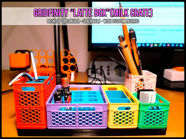 Gridfinity "Latte Box" (Milk Crane) - Desk Organizer